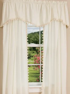 Classic Ball Fringe Rod Pocket Scalloped Valance by Country Curtains®