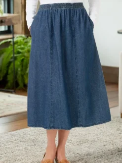 Classic Six-Gore Cotton Denim Skirt