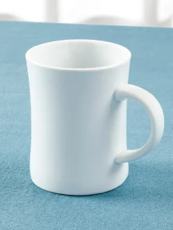 Classic White 14 Ounce Ceramic Diner Coffee Mug, Set of 4