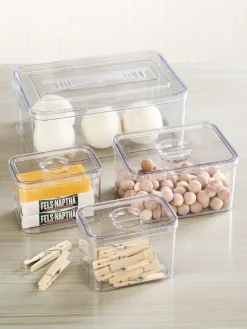 Clear Storage Bins, Set of 4