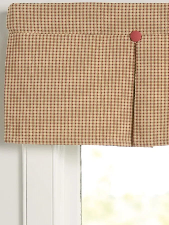 Colebrook Check Lined Pleated Button Valance by Country Curtains®