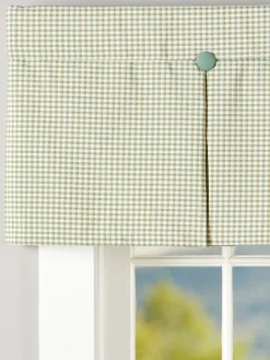 Colebrook Check Lined Pleated Button Valance by Country Curtains®