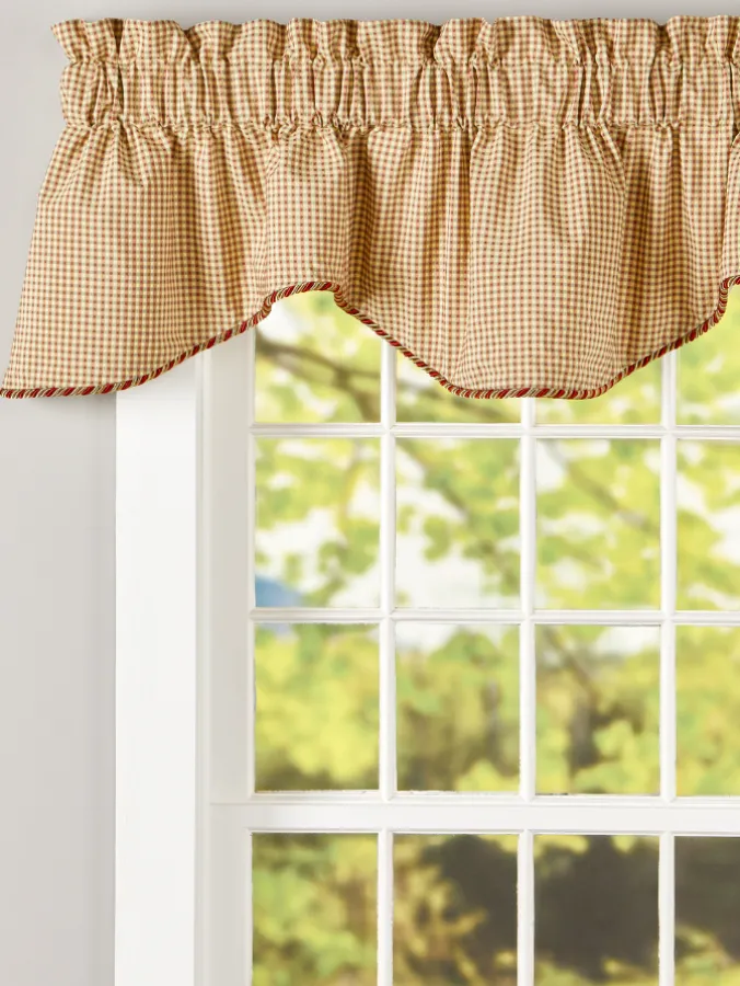 Colebrook Check Lined Rod Pocket Scalloped Valance by Country Curtains®