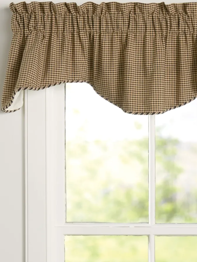 Colebrook Check Lined Rod Pocket Scalloped Valance by Country Curtains®