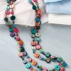 Colorful Rainbow Wooden Disc Necklace
