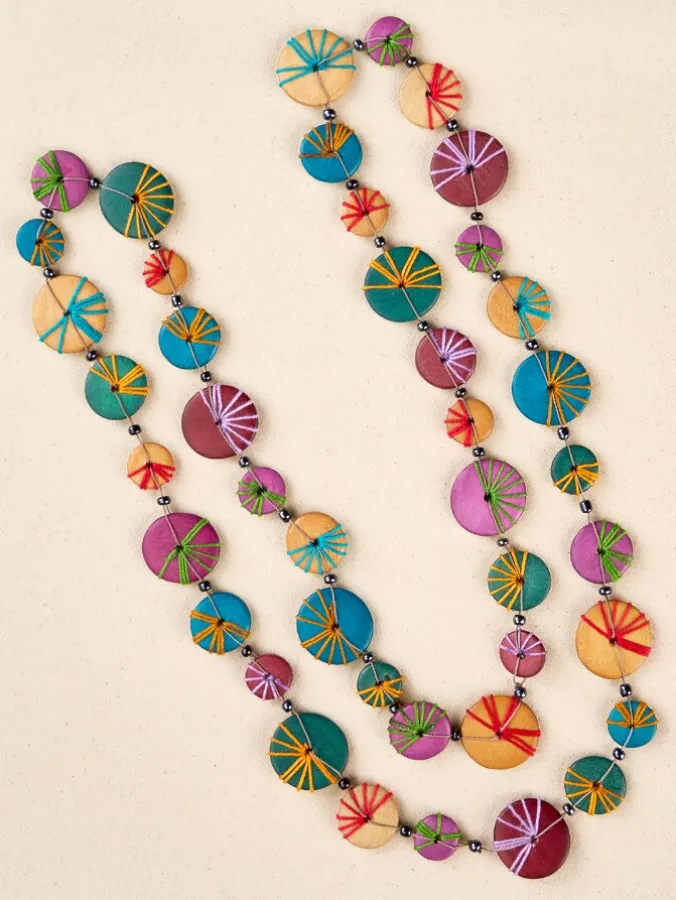 Colorful Wood Button Necklace