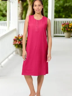 Comfort Knit Sleeveless Tank Cotton Nightgown in Berry