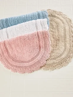 Comfort Step Bath Rug With Crocheted Border