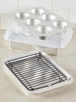 Compact Bakeware and Grill Pan Set, 5-Piece Set