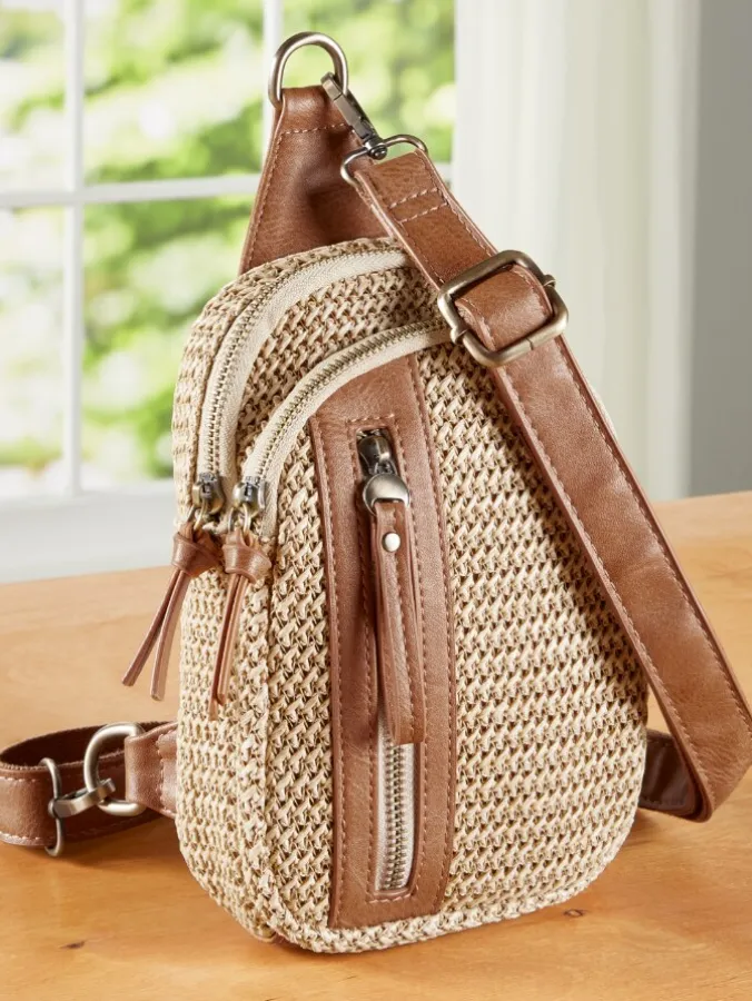 Convertible Straw Sling Bag