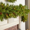 Cordless Dual-Color LED Cedar and Pinecone Artificial Lighted Christmas Garland, 9 Feet