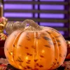 Cordless Lighted 7 Inch Hand-Blown Glass Pumpkin