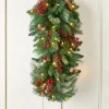 Cordless Pre-Lit Dual-Color LED Artificial Pine And Holly Berry Swag