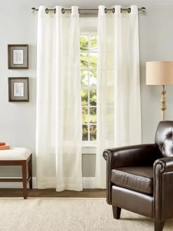 Cotton Voile Semi-Sheer Grommet Top Curtains