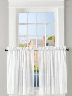 Cotton Voile Semi-Sheer Rod Pocket Tiers by Country Curtains®