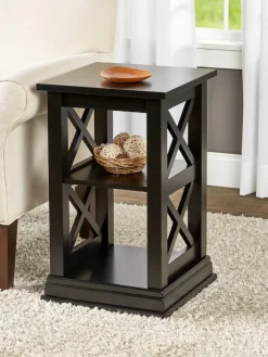 Country Casual Solid Wood Crisscross Accent Table