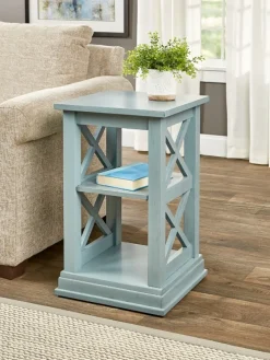 Country Casual Solid Wood Crisscross Accent Table