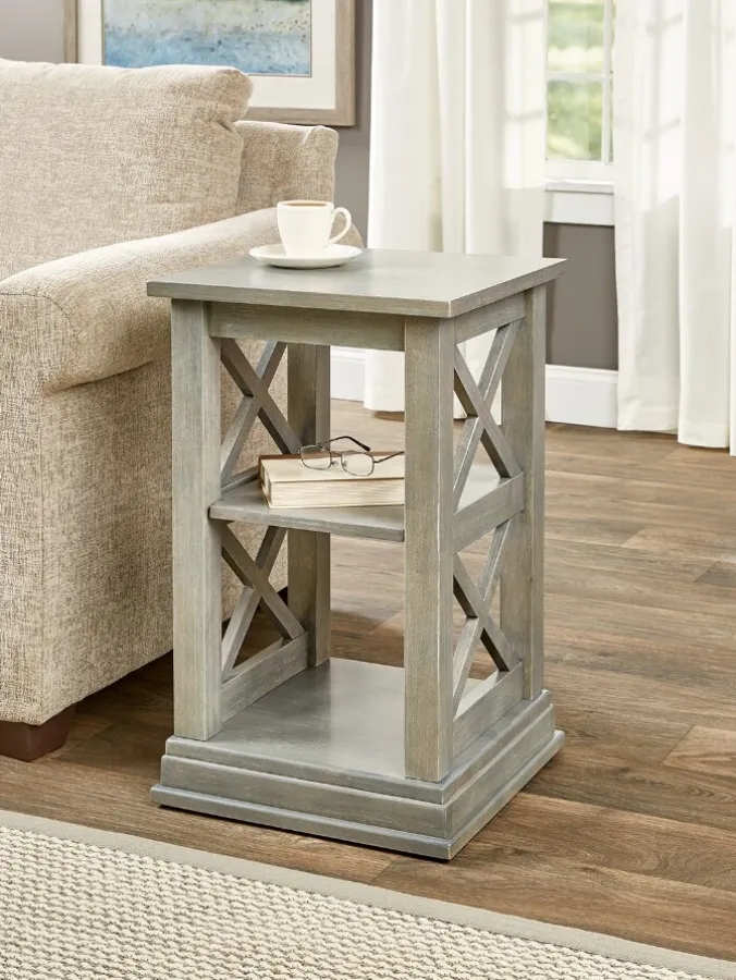 Country Casual Solid Wood Crisscross Accent Table