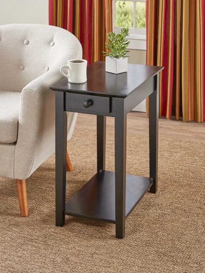 Country Casual Solid Wood Narrow End Table