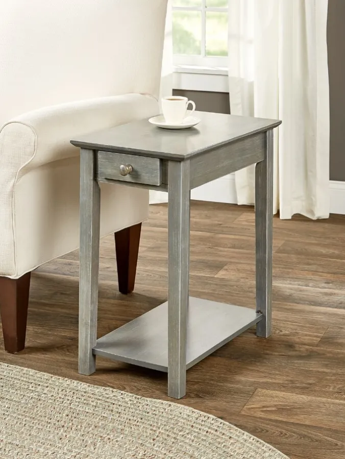 Country Casual Solid Wood Narrow End Table