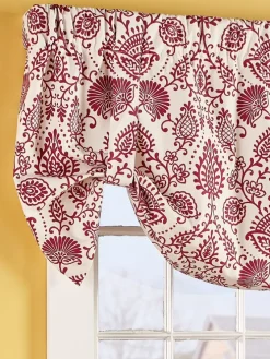 Country Floral Lined Rod Pocket Tie-Up Valance