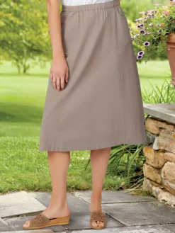 Crinkle Cotton A-Line Midi Skirt