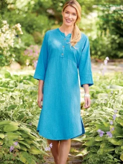 Crinkle Cotton Popover Dress