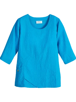 Crinkle Cotton 3/4 Sleeve Tunic Top