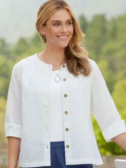 Crinkle Cotton Topper Jacket
