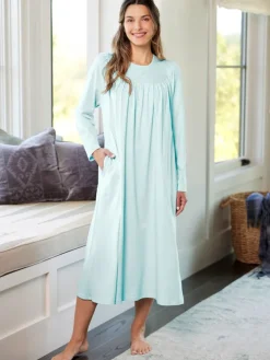 Cuddle Soft Women's Embroidered Long-Sleeve Cotton Nightgown