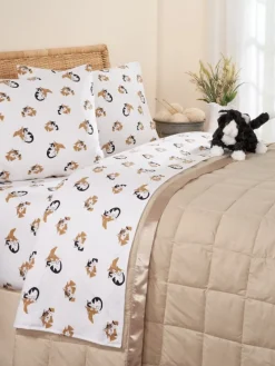 Cuddling Kittens Portuguese Cotton Percale Sheet Set