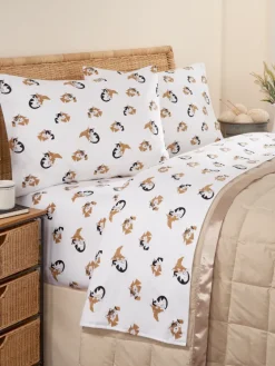Cuddling Kittens Portuguese Cotton Flannel Sheet Set