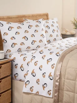 Cuddling Kittens Portuguese Cotton Flannel Sheet Set