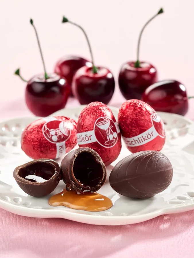 Dark Chocolate Easter Eggs Filled With German Cherry Brandy