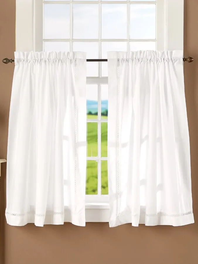 Diamond Band Rod Pocket Tiers by Country Curtains®