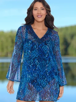 Diamond Medallion Swimsuit Cover-Up Dress