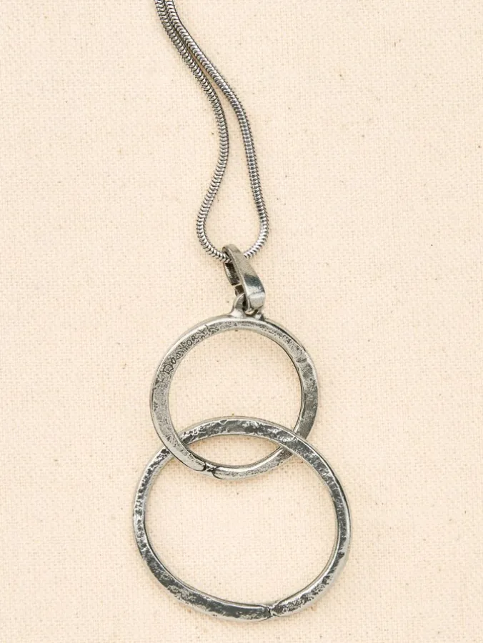 Double Circle Pewter Necklace