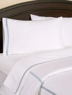 Double-Stripe Long-Staple Cotton Sateen Sheet Set