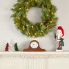 Dual-Color LED Cedar and Pinecone Artificial Lighted Christmas Wreath, 30 Inch