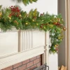 Dual-Color LED Pinecone and Holly Berry Artificial Lighted Christmas Garland, 9 Feet
