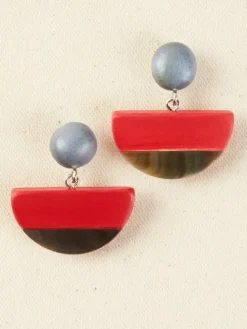 Earthtone Wooden Half Moon Earrings