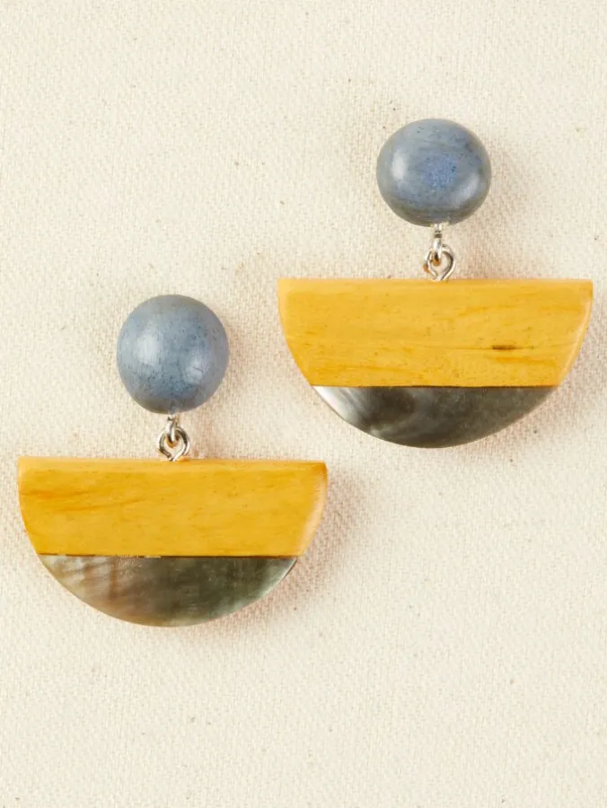 Earthtone Wooden Half Moon Earrings