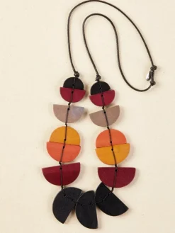 Earthtone Wooden Half Moon Necklace