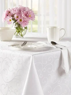 Easy-Clean Coated Jacquard Tablecloth