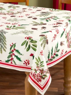 Easy-Clean Winter Berry Coated Tablecloth