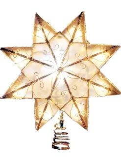 Eight-Point Lighted Capiz Star Christmas Tree Topper