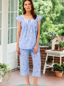 Eileen West Hydrangea Print Cotton Capri Pajama Set
