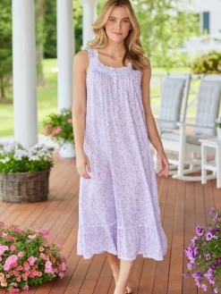 Eileen West Lavender Print Cotton and Modal Nightgown