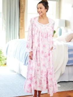 Eileen West Pink Roses Cotton Lawn Robe