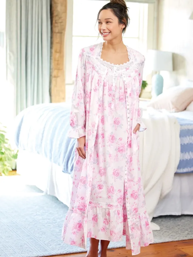 Eileen West Pink Roses Cotton Lawn Robe
